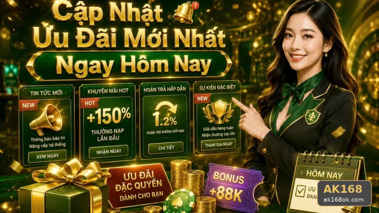 Khuyến Mãi AK168 Tại ak168ok.com: Đọc Chi Tiết Giao Diện Tin Mới Và Ưu Đãi – Đọc Kỹ Điều Kiện Doanh Thu Trước Khi Nhận Thưởng Qua Góc Kiểm Chứng Theo Tên Miền